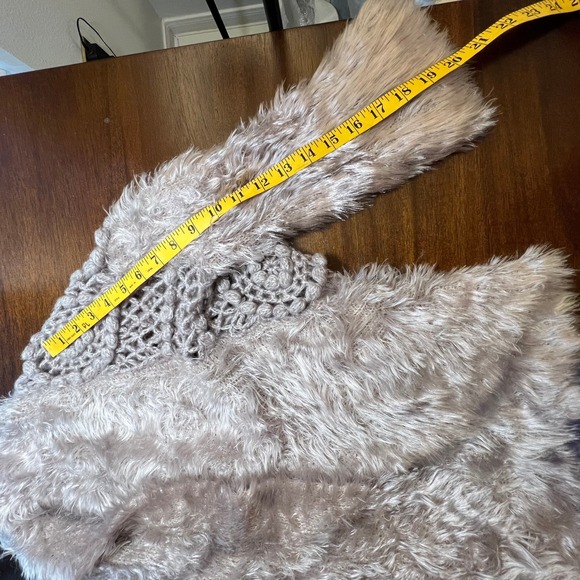 Fur Trim Crochet Sweater Fringe Sleeves Large Boho Indie Granola Earthy Y2K - Picture 14 of 16